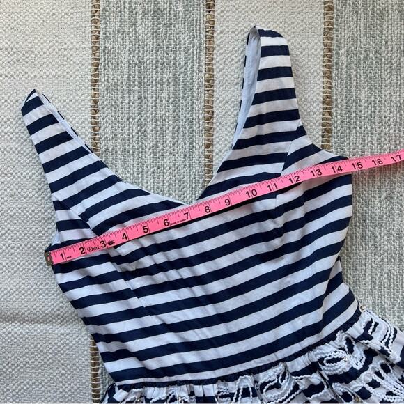 Lilly Pulitzer Roswell Cording We Will Go Navy White Striped Fit & Flare Dress 0 - Picture 7 of 10